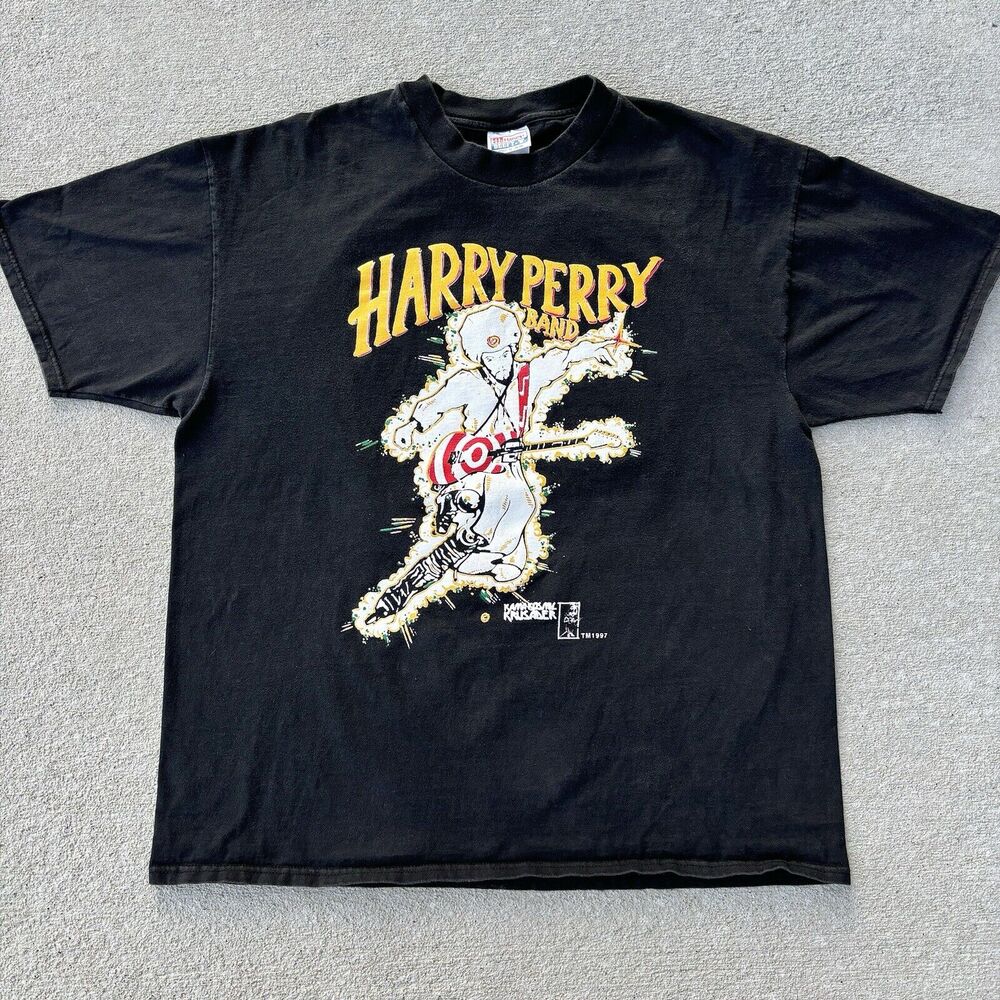 Vintage HARRY PERRY BAND Adult XL T-Shirt Venice Beach The Legend Loved 1997 Vtg